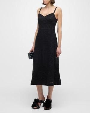 Kobi Halperin Willow Floral Lace Sweetheart Midi Dress - Natural