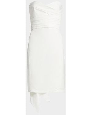 Amsale Strapless Silk Faille Bow Dress - White