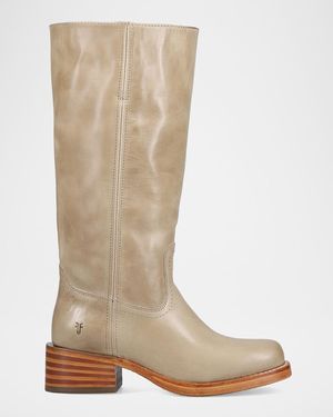 Frye Campus 14L Leather Wide Calf Boots - Brown