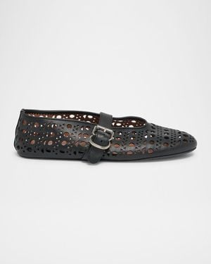 Alaïa Vienne Cutout Mary Jane Ballerina Flats - Black