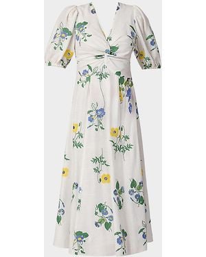 Shoshanna Dodge Printed Knot Midi Dress - White
