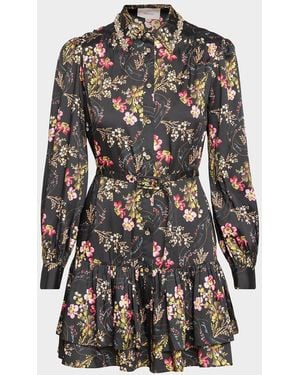 Cinq À Sept Love Letter Floral Belted Ruffle-Hem Mini Dress - Multicolor