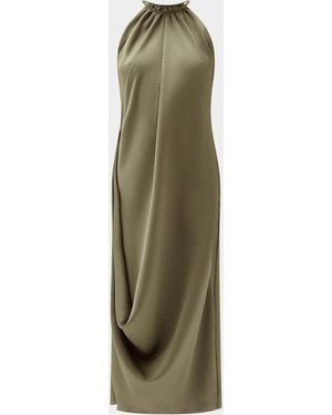 Amsale Halterneck Draped Midi Dress - Green