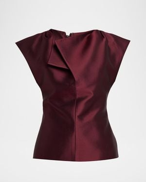 Christopher John Rogers Silk Peel Cap-Sleeve Top - Purple