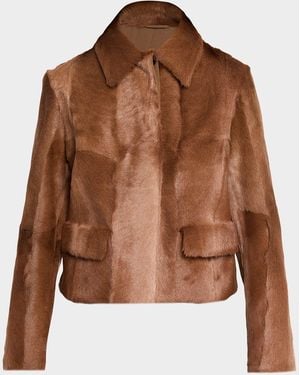 Brunello Cucinelli Capretta Goat Shearling Single-Breasted Jacket - Brown