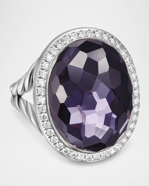 David Yurman Oval Ring With Gemstone And Diamonds - Blue