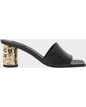 Givenchy 65Mm Logo Heel Leather Mule Sandals - Brown