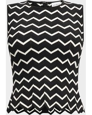 Hervé Léger The Giana Chevron Knit Top - Black