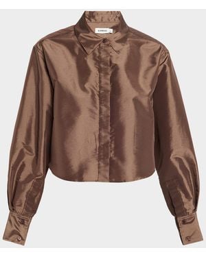 Jonathan Simkhai Renata Cropped Satin Blouse - Brown