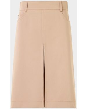 Akris Punto Box Pleat Cotton Gabardine A-Line Skirt - Natural