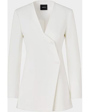 Akris Hakka High Plains Stretch Denim Long Jacket - White