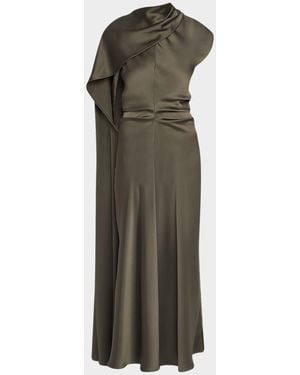 Jonathan Simkhai Jacka Draped Mock-Neck Midi Dress - Green