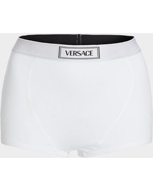 Versace Culotte Logo Rib-Knit Boyshorts - White