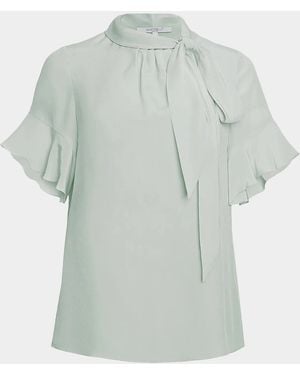 Santorelli Tie-Neck Silk Blouse - Multicolor