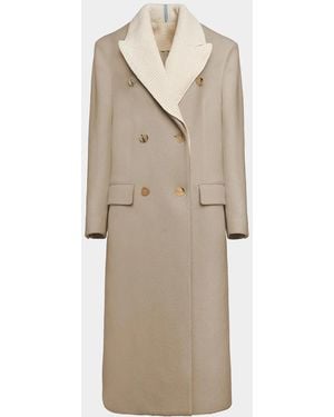 Malo Virgin Wool-Blend Double-Breasted Coat - Natural