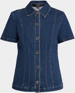 Toccin Halle Denim Short-Sleeve Top - Blue