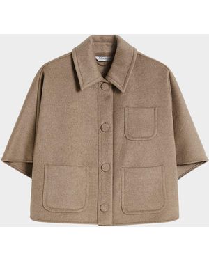 Max Mara Short Cashmere Cape - Natural
