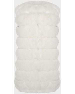 THEIA Fox-Like Faux Fur Vest - White