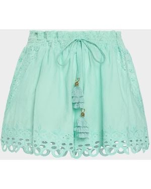 Ramy Brook Diane Eyelet Drawstring Shorts - Green