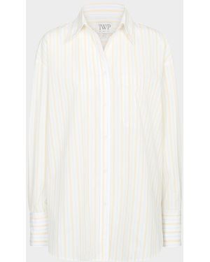 Twp Big Joe Striped Cotton Button-Front Shirt - White