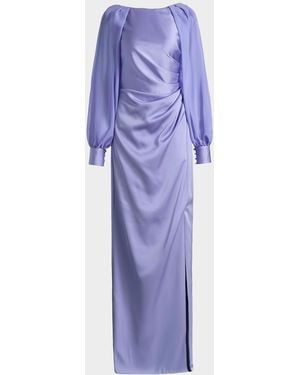 THEIA Penelope Satin Column Dress - Blue