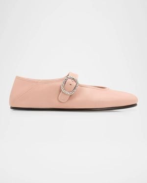 Bottega Veneta Veneziana Nappa Leather Ballerina Flats - Pink