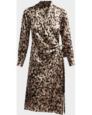 Kiton Printed Silk Wrap Midi Dress - Multicolor