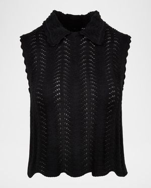 Smythe Club Collar Crochet Sleeveless Sweater - Black