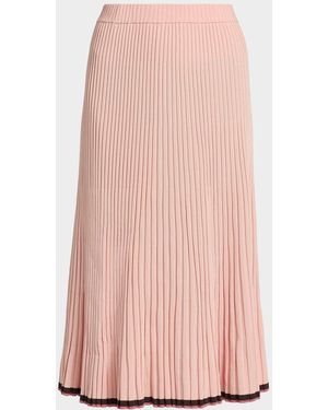 Zimmermann Rib-Knit A-Line Midi Skirt - Pink