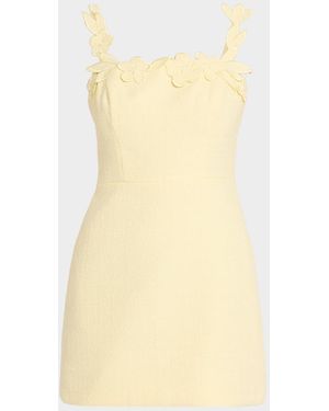 As It May Ilyth Floral Applique Tweed Mini Dress - Yellow
