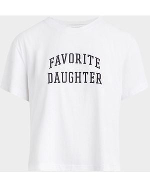 FAVORITE DAUGHTER Cropped Collegiate T-Shirt - White