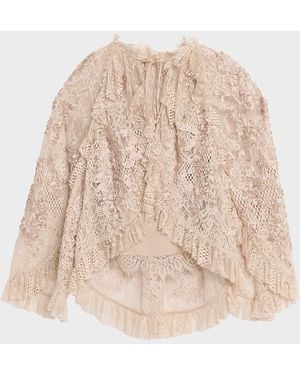 Kobi Halperin Harmony Ruffle-Trim Lace Blouse - Natural