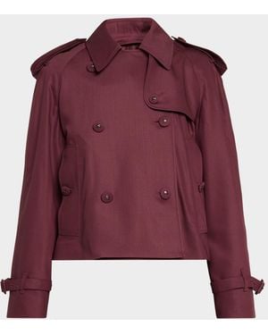 Burberry Mayfair Double-Breasted Short Trench Coat - Red