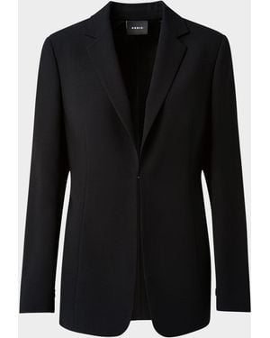 Akris Odette Long Wool Blazer Jacket - Black