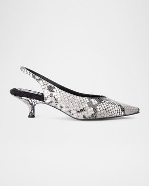 Aera Silvana Python-Embossed Slingback Pumps - Metallic