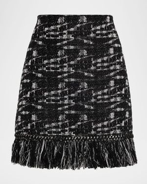 Kobi Halperin Khan Fringe-Hem Melange Mini Skirt - Black