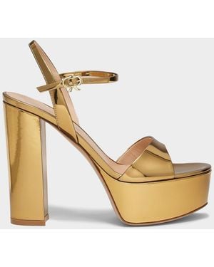 Gianvito Rossi 120Mm Leather Platform Sandals - Metallic