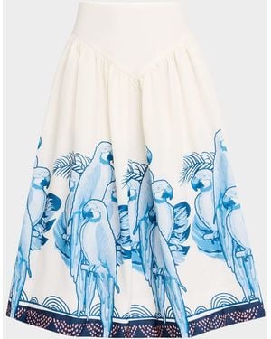 No Pise La Grama Sotavento Midi Skirt - Blue