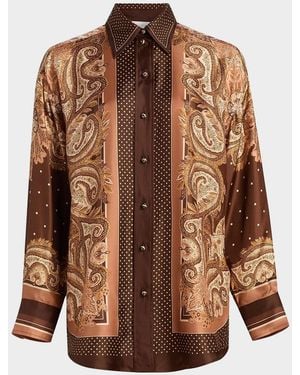 Zimmermann Luna Printed Silk Shirt - Brown