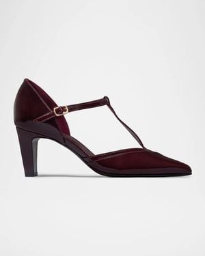 Bernardo 70Mm Gianna Leather T-Strap Pumps - Brown