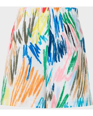 Akris Punto Frey Scribble-Print Cotton Shorts - Blue
