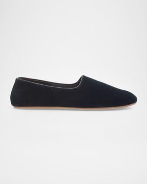 The Row Ponti Velvet Slippers - Blue