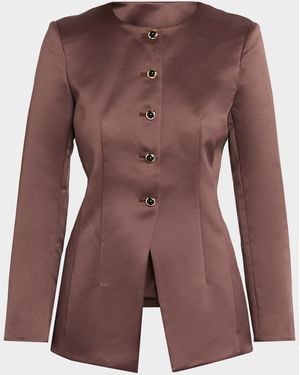 Tanya Taylor Heather Satin Blazer - Brown