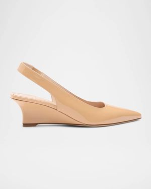 Stuart Weitzman Vinnie 50Mm Patent Leather Slingback Pumps - White