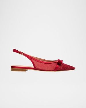 Malone Souliers Jama Glitter Mesh Slingback Flats - Red
