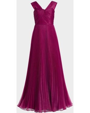 Cynthia Rowley Laurel Pleated Organza Gown - Purple