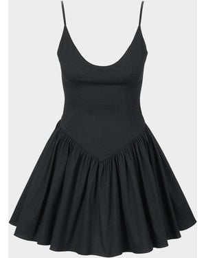 STAUD Dena Stretch-Cotton Basque Waist Minidress - Black