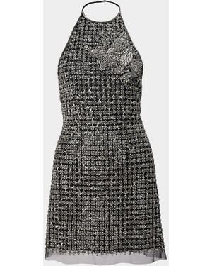 Carolina Herrera Embellished Tweed Halter Mini Dress - Multicolor