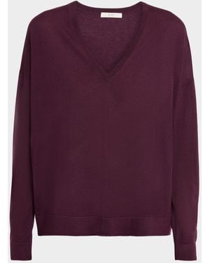 Co. V-Neck Loose-Fit Cashmere Sweater - Purple