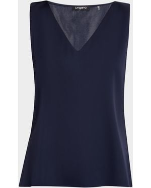 Emanuel Ungaro Aliza Sleeveless Satin Blouse - Blue